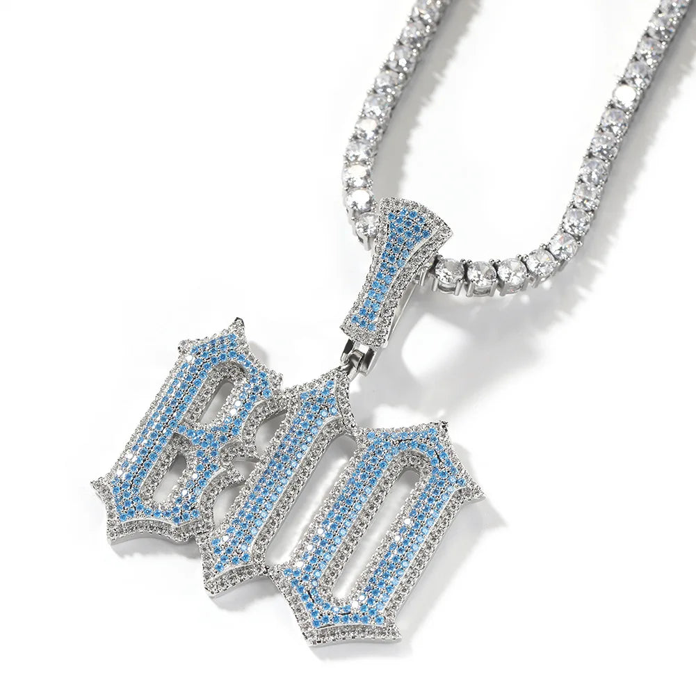 Personalized Blue 5A Zircon Custom Name Necklace 18K Gold Plating Initial Name Pendant Jewelry Custom Jewelry Diy Pendant