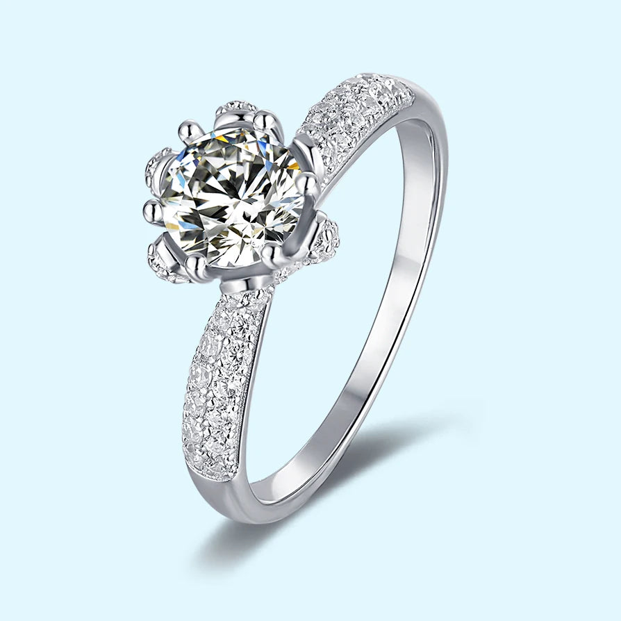 Fine Jewelry Custom logo 1.0ct halo Ring 925 Sterling Silver Ring Jewelry Moissanite Diamond Women