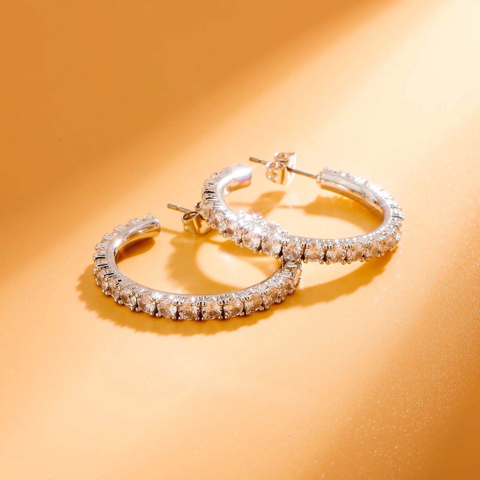 Ice Stone INS Style 3mm Iced Out CZ Tennis Hoop Earrings