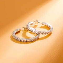 Ice Stone INS Style 3mm Iced Out CZ Tennis Hoop Earrings