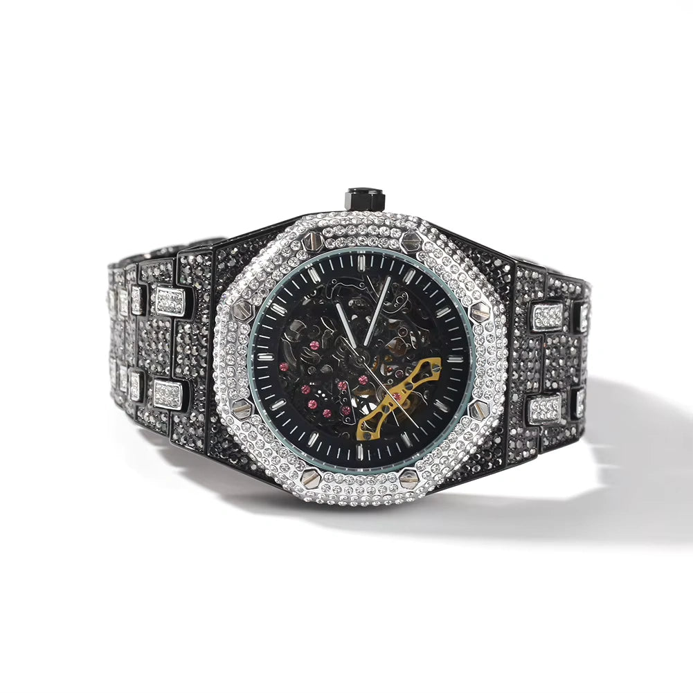 Ice Stone Mechanical Fashion Diamond Bling Silver Gold Watch