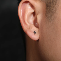 Ice Stone Black Moissanite Lightning Bolt Stud Earrings