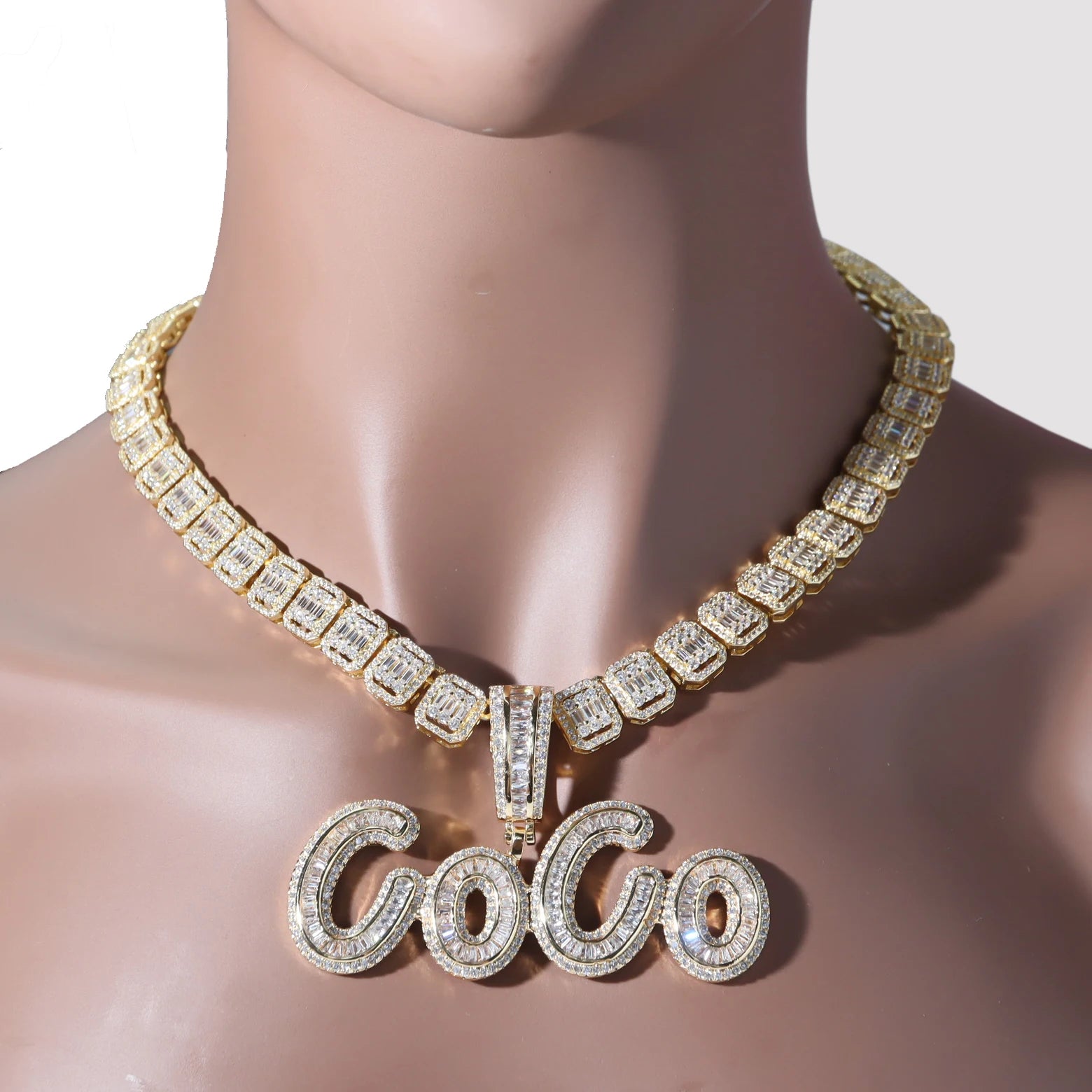 Hip Hop Custom Letters Jewelry Iced Out Name Chain Necklace DIY bling bling  jewelry Name Plate Necklace Personalised