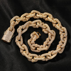 Top Icy 14mm Punk Style Iced Out Cuban Chain Brass 18K Gold Plated Hip Hop Jewelry for Men