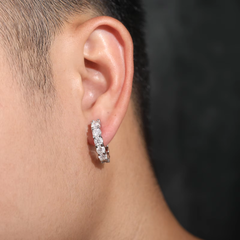 Ice Stone VVS Moissanite Huggie Hoop Circle Earrings