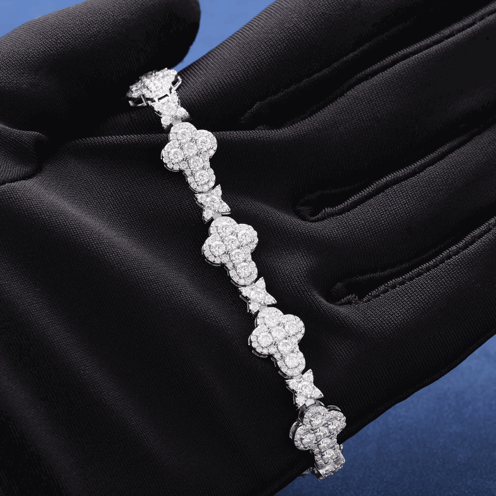 Ice Stone VVS Moissanite Cross Star Bracelet Silver