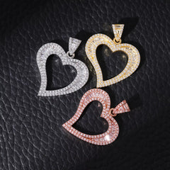 Ice Stone Women’s Mini Hollow Heart Bling Micro Pave Pendant