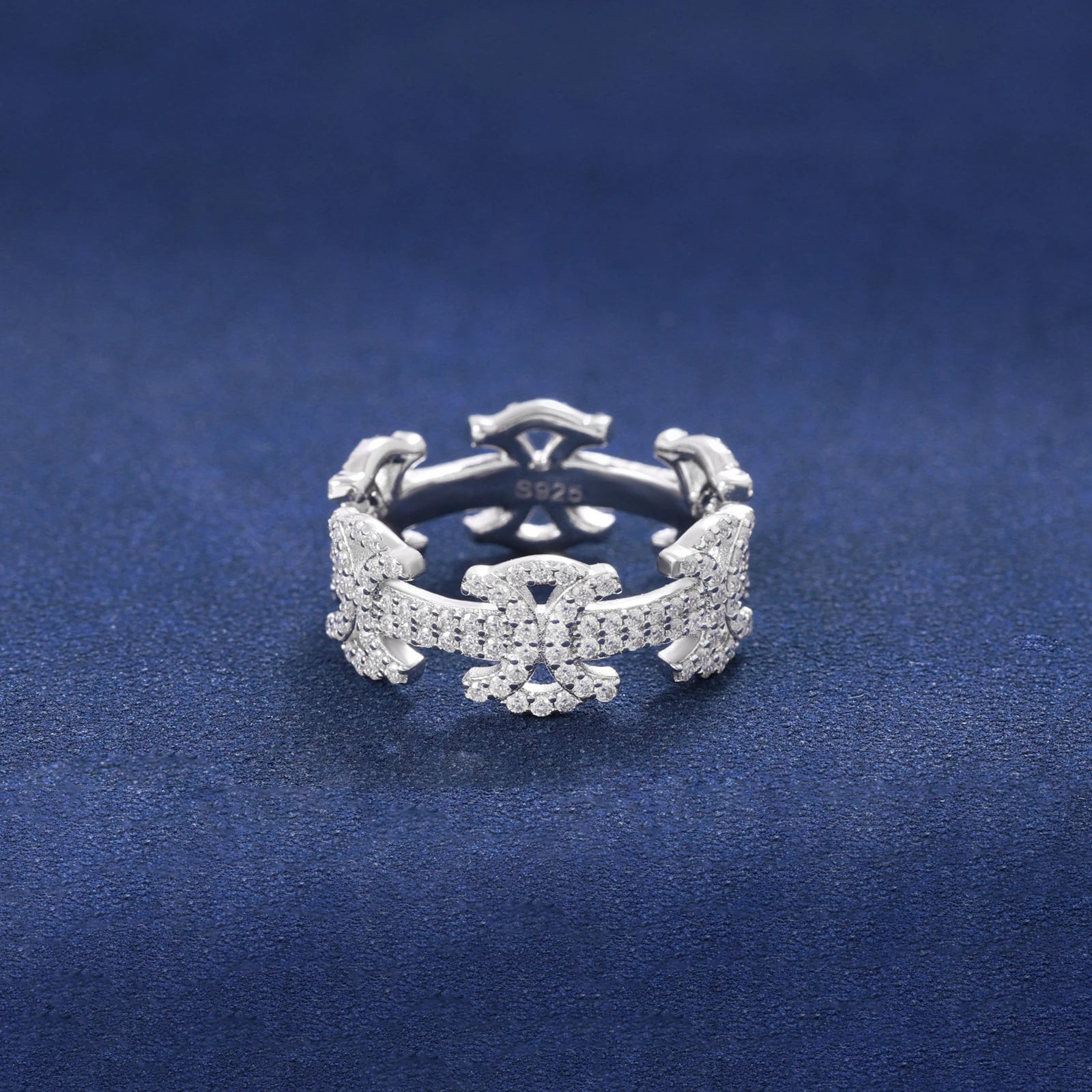 Luxury Hip Hop Full Moissanite Diamond Ring 925 Sterling Silver Hollow Mens Jewelry Gift Wholesale Geometric Ring