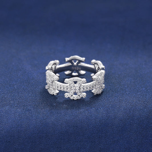 Luxury Hip Hop Full Moissanite Diamond Ring 925 Sterling Silver Hollow Mens Jewelry Gift Wholesale Geometric Ring