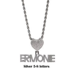 Ice Stone Mini Heart Custom Name Pendant