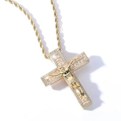 Top Icy Wholesale Christian Jesus Cross Pendant Necklace Diamond Religious Cross Pendant Necklace Jewelry