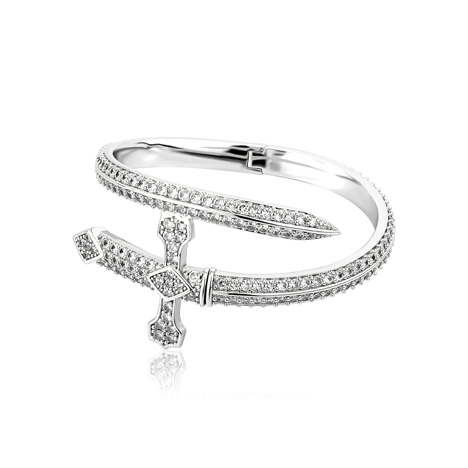 Ice Stone Punk Cross CZ Bangle Bracelet