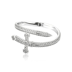 Ice Stone Punk Cross CZ Bangle Bracelet