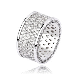 black silvery Iced Out Bling Ring Micro Pave Cubic Zircon Round Rings Hip Hop Rock Jewelry For Gifts Men And Women