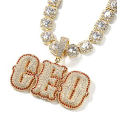 TOP ICY Big Size Punk Style Name Pendant Two Tone Name  Necklace Hip Hop Name Necklace Personalised