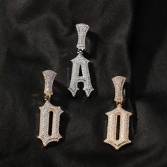 Wholesale Retro Style Initial Letter A-Z Pendant Necklace Hip Hop Initial Letter A-Z Necklace  with Cuban Chain Tennis Chain