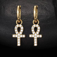 Moissanite Earring Iced Out VVS Diamond Cross Hoop Hip Hop 925 Sterling Silver Cross Earrings for Women Men