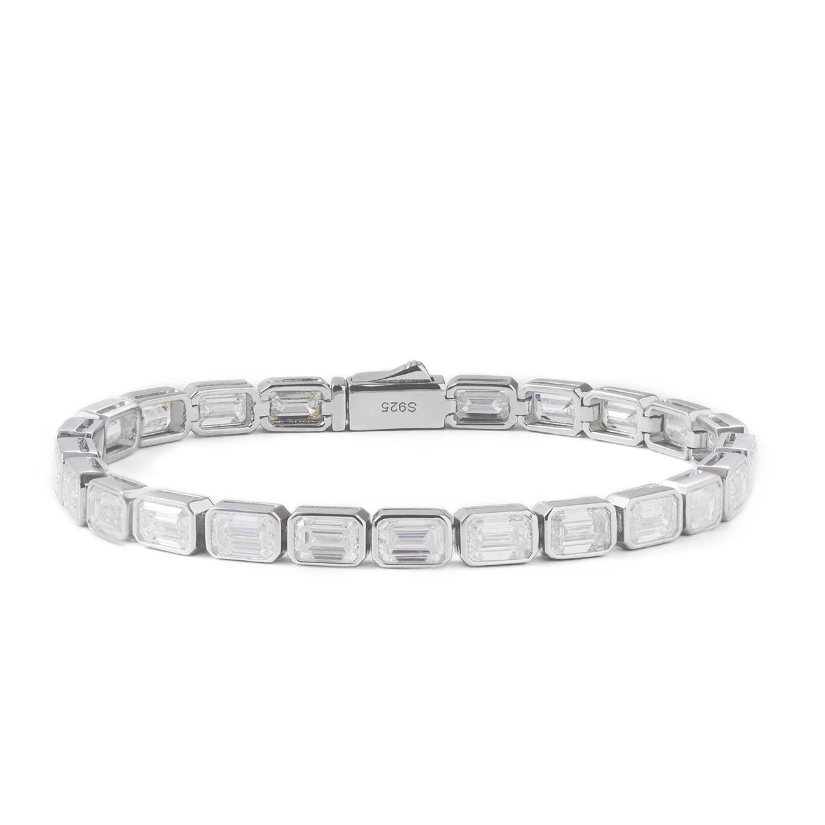 Fashion 6MM 925 Silver Hip Hop Tennis Jewelry Exquisite VVS D Moissanite Baguette Tennis Bracelet Simple Engagement Tennis Chain