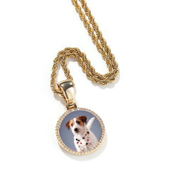 Personalized iced out Mini Photo Frame Pendant Necklace Custom Photo Pendant family girlfriend gift necklace
