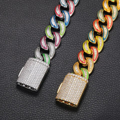 Ice Stone 18mm Multicolor Luminous Cuban Necklace