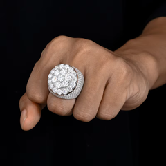 Ice Stone VVS Round Moissanite Flower Hip Hop Ring