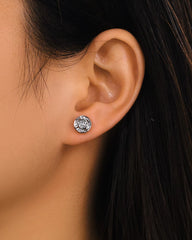 Ice Stone Hot Selling Zircon Fanshaped Round Circle Stud Earrings