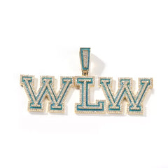 Man hip hop iced out green Luminous custom Name letters Necklace Personalized Colorful Enamel Multicolor Bling Custom Jewelry