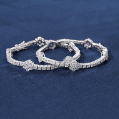 Fine Flower Design GRA Certificated 925 Sterling Silver Tennis Bracelet 3mm VVS D Moissanite Hip Hop Jewelry Party Gift