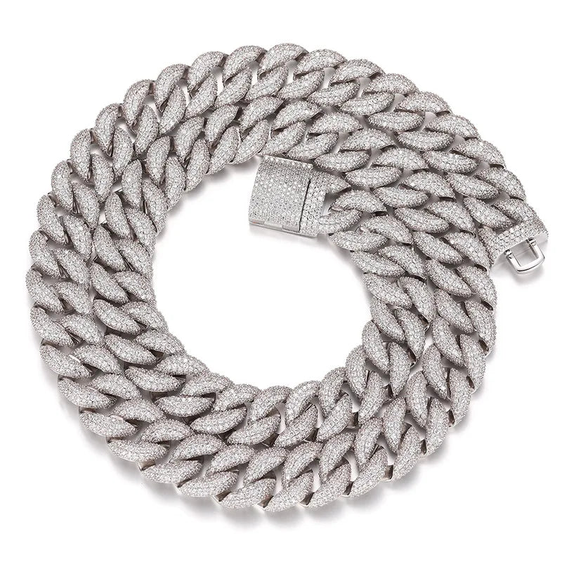 15mm New Arrival Hot Sale High Quality Hip Hop Necklace 5-row Diamond Full Zircon  Cuban Chain Women Mens Necklaces