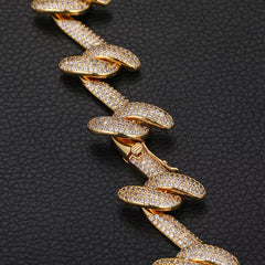 Ice Stone 23mm S-Shape Gold Plated Cuban Chain