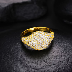 Ice Stone Trendy Moissanite Gold Plated Fashion Ring