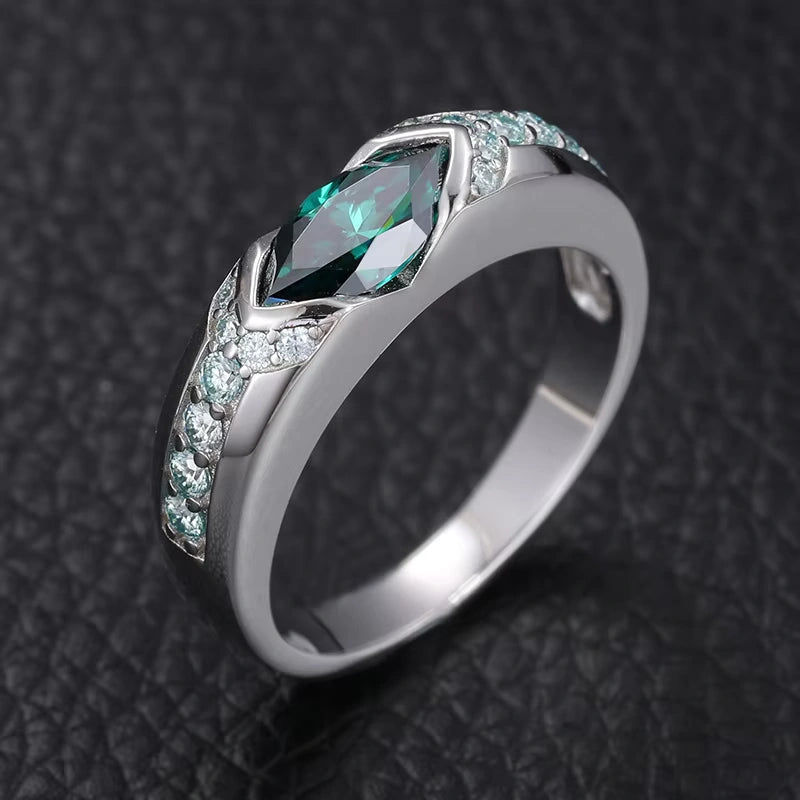 Eye of Horus Moissanite Ring Sterling Silver 925 Jewelry Pass Diamond Tester Green Moissanite Ring