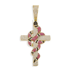 Classic Iced Out Snake Ankh Religious cross Pendant Latest design Hip Hop serpent Gold white gold Cross pendant necklace jewelry