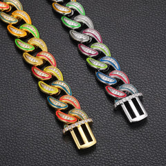 Ice Stone 18mm Multicolor Luminous Cuban Necklace