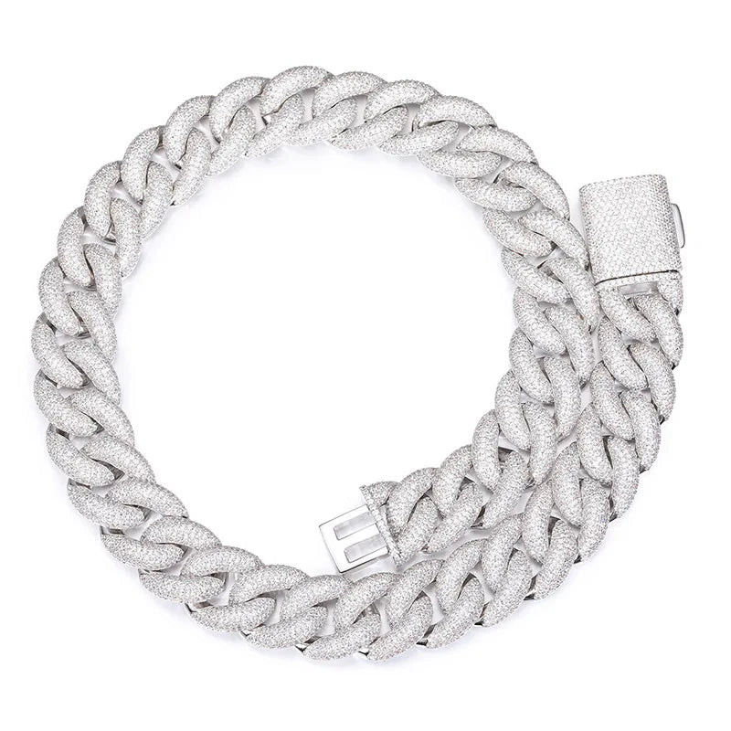 Iced 20mm Bubble Cuban Link Chains Necklace  5A Zircons Cuban Link Necklace with 18K Real Gold Plated for Men Women