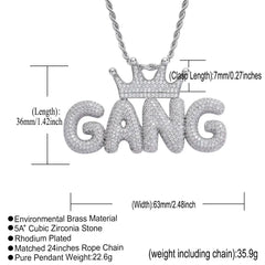 Ice Stone Personalized Crown Bubble Letter Necklace