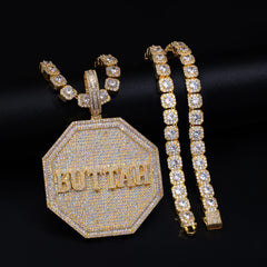 Big Size Octagon Full Iced Octagon Name Plate Custom Necklace  Brass 18K Gold Plated Custom Name Necklaces Hip Hop Jewelry