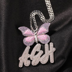 New Arrival Customized DIY Name Letter Pendant butterfly charms necklace CZ Initial Name Necklace jewelry women