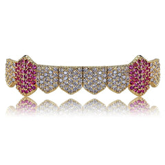 Hip Hop Grills Gold Silver Color Iced Out Micro Pave Full CZ Teeth Grillz Bottom Grills Charm for Men Women Jewelry