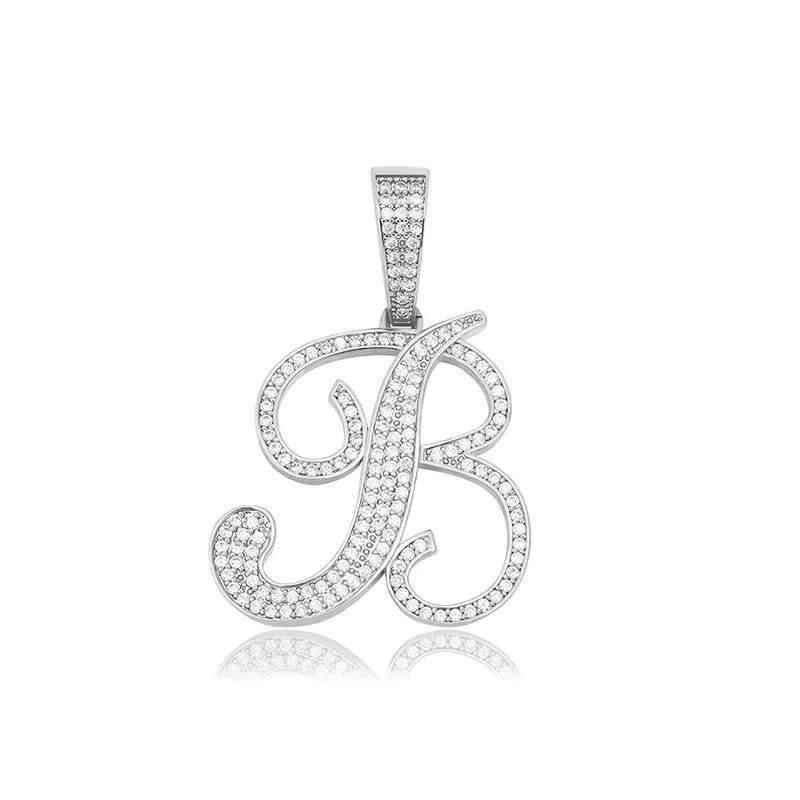 2020 hotselling personalized hip hop bling letter pendant necklace iced out cubic zircon alphabet letter pendant necklace