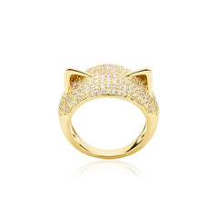 14k Gold Plated Micro-inlaid zircon cute cat ears fashion CZ Jewelry hip hop jewelry Ring for men women