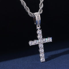Luxury Necklace Hip Hop Sparkling VVS D Moissanite Diamond Pendant Necklace 925 Sterling Silver Jewelry Cross Pendant