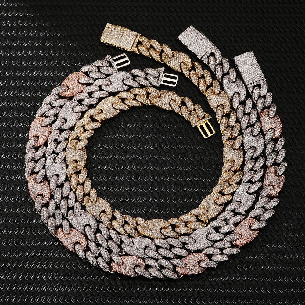 New Launched 16mm&12mm Miami Box Clasp Cuban Link Chain Gold Silver Necklace Iced Out Cubic Zirconia Bling Hip Hop Men Jewelry