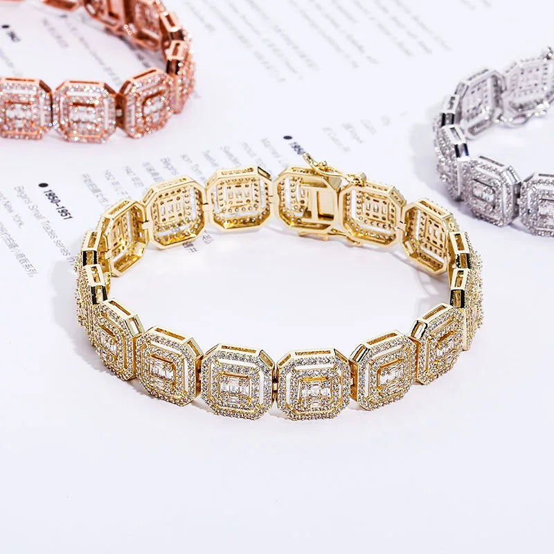 Ice Stone Square Diamond Tennis Chain Bracelet