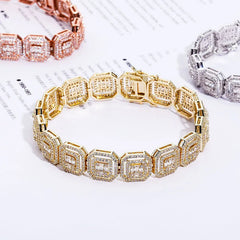 Ice Stone Square Diamond Tennis Chain Bracelet