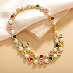 Multicolourful 10mm Iced Out Bling Clustered Tennis Chain New Design Hip Hop 5A Zircon Bracelet Fashion Round Square Necklace