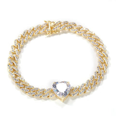 Ice Stone 8mm Pink Cuban Chain CZ Bling Hip Hop Butterfly Anklet Jewelry