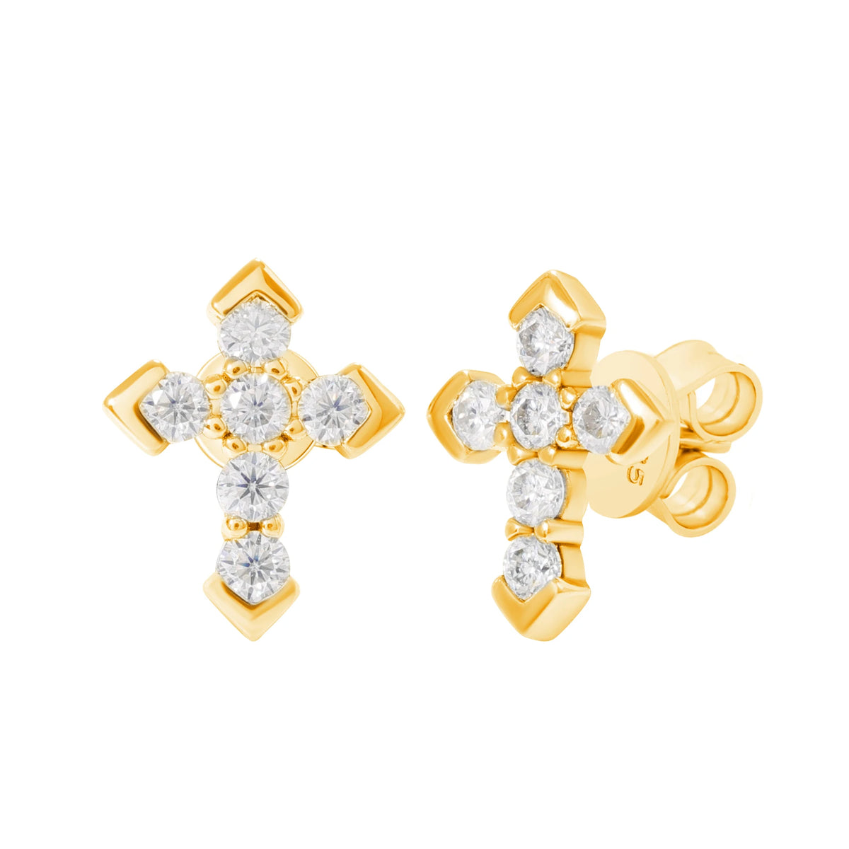 Bling Bling VVS D Moissanite Diamond Cross Earrings Hip Hop 925 Sterling Silver Jesus Cross Studs Earrings for Men Women