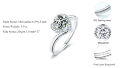 Ice Stone 1.0ct VVS Moissanite Heart Silver Ring