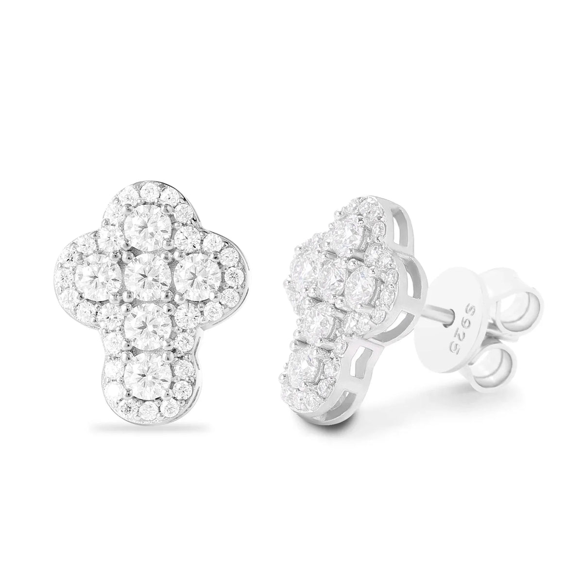 Fashion Hip Hop Jewelry VVS D Moissanite Earring Cross Iced Out Jewelry 925 Sterling Silver Stud Earrings for Gift